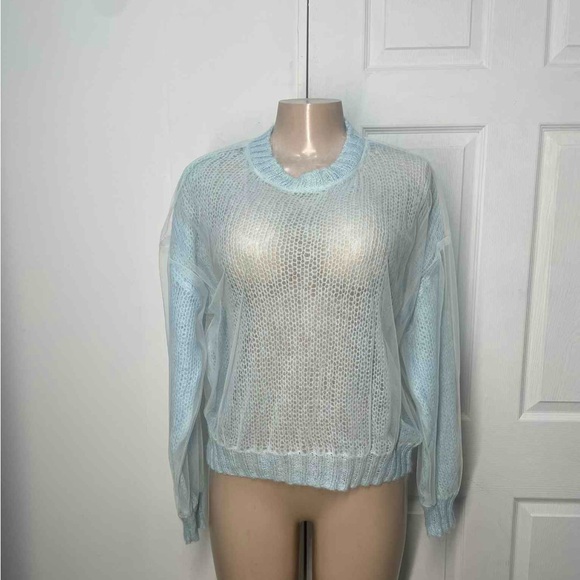 Zara Light Blue Sheer Women's Sweater - Picture 1 of 7